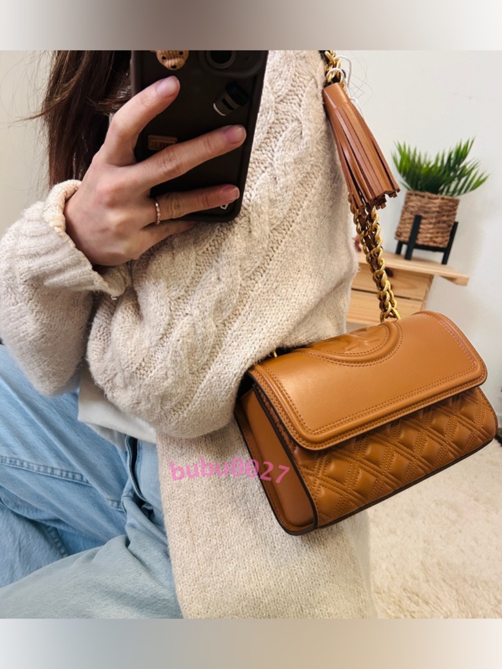 NWT🧡Tory Burch Small Fleming Shoulder Bag Convertible Chain Kobicha Brown 75576 - Picture 2 of 8